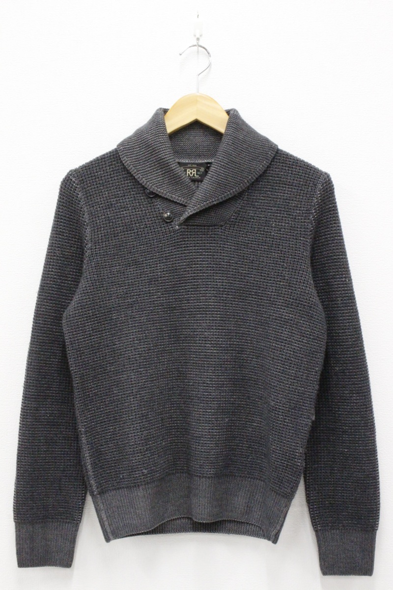 RRL RALPH LAUREN ダブルアールエル ラルフローレン ショールカラー ニット セーター グレー XS