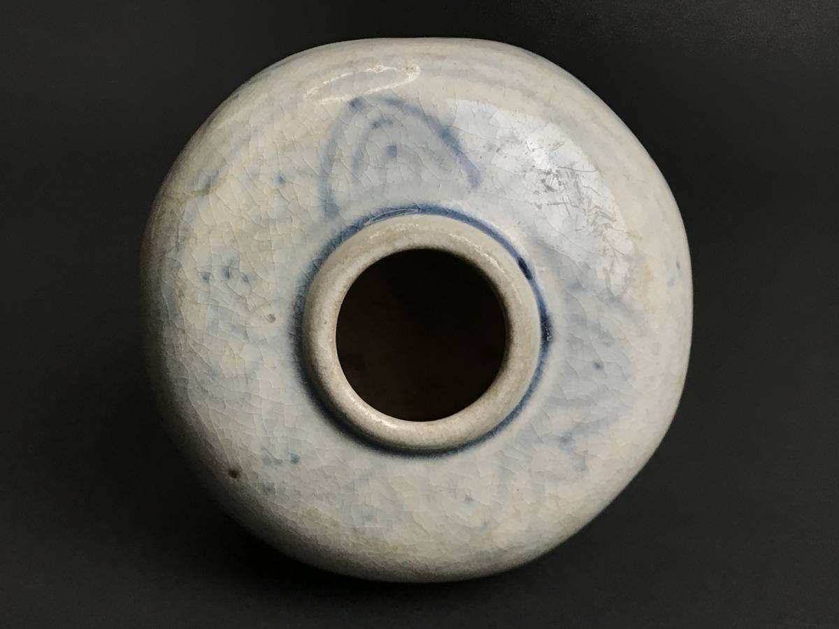 唐物 青花 染付 小壺 明時代染付獣紋壺古染