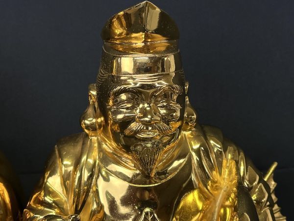 K189】希少品 高級神具 置物 恵比寿様/大黒様 2体セット 旭峰作 在銘 
