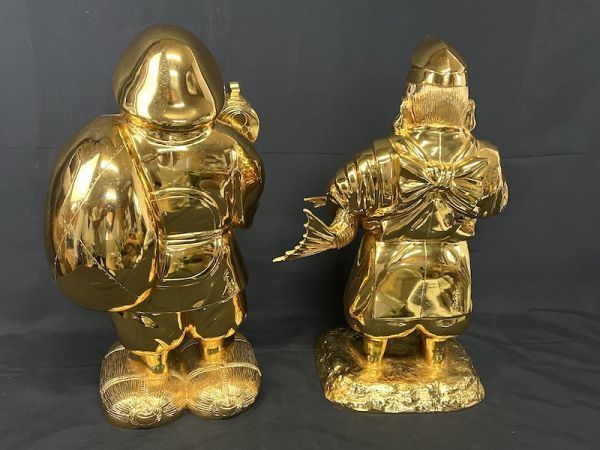 K189】希少品 高級神具 置物 恵比寿様/大黒様 2体セット 旭峰作 在銘 