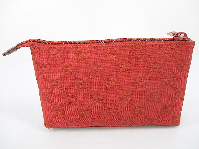 美品 GUCCI グッチ 小物入れ GGキャンバス レッド 赤 【公式通販】