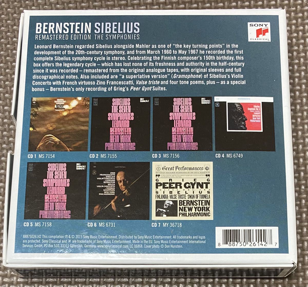 7CD バーンスタイン＆ニューヨーク・フィル シベリウス交響曲全集 