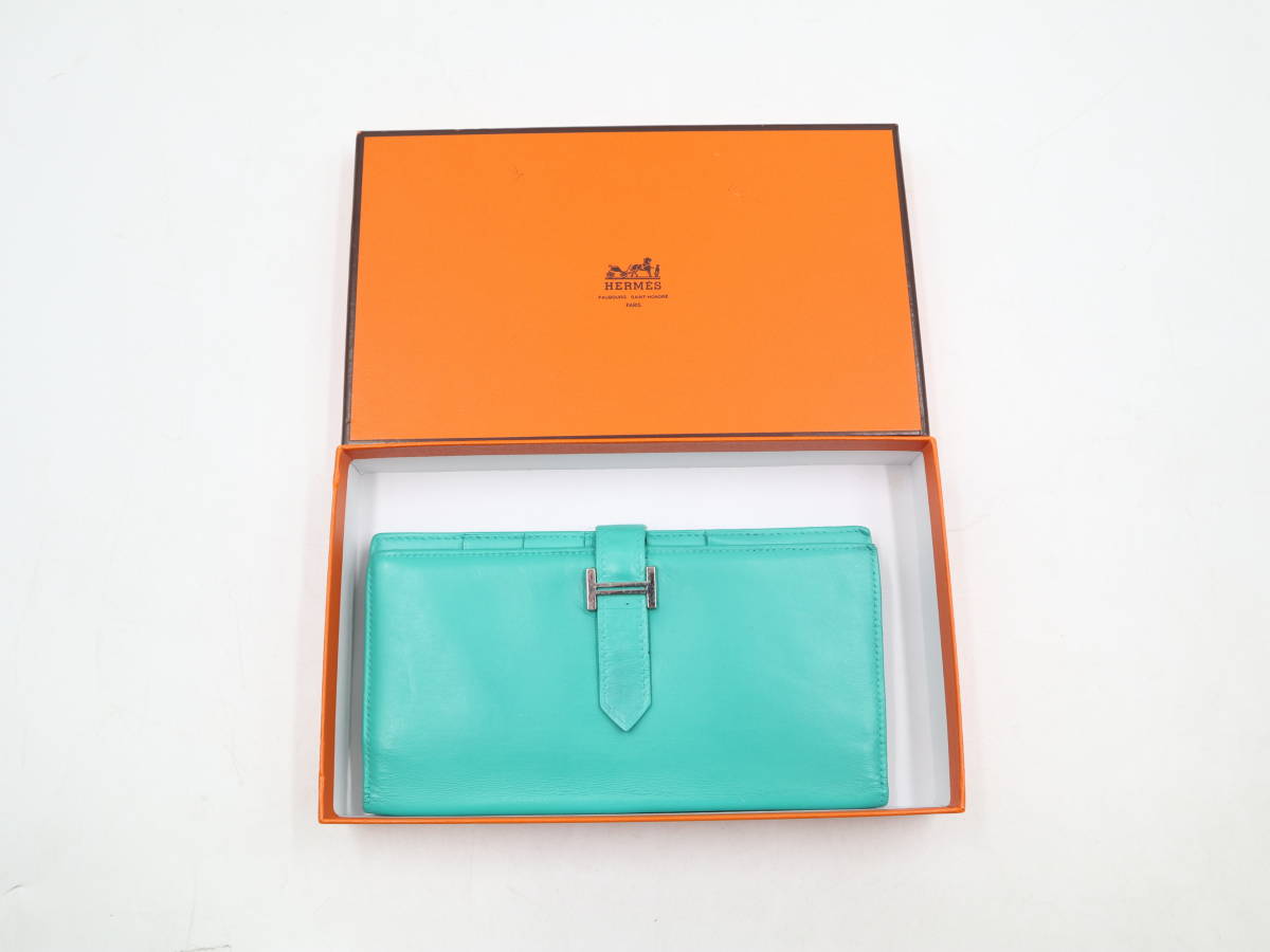 100%新品，安い HERMES エルメス ベアンスフレ グリーン シルバー金具 レザー 二つ折り長財布 保存箱付(女性用財布)｜売買されたオークション情報、yahooの商品情報をアーカイブ公開 - オークファン 服飾小物