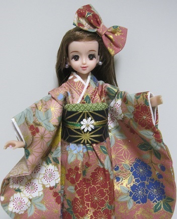 ハンドメイド ジェニーちゃん 高校生リカちゃんサイズ☆着物ドレス ねむた