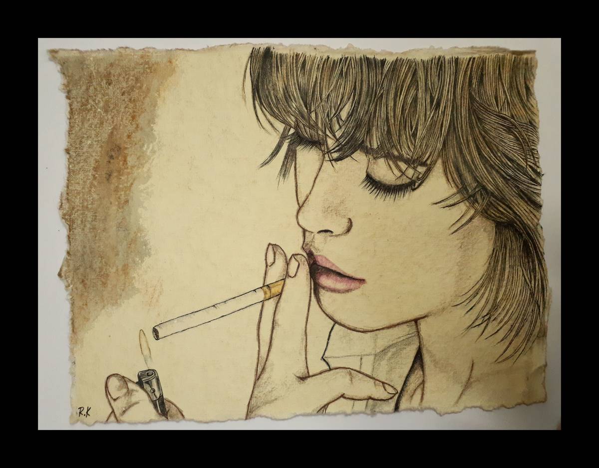 手描きイラスト No 36 タバコを吸う女性２ 人物画 女性 色鉛筆 鉛筆画 木炭画 売買されたオークション情報 Yahooの商品情報をアーカイブ公開 オークファン Aucfan Com