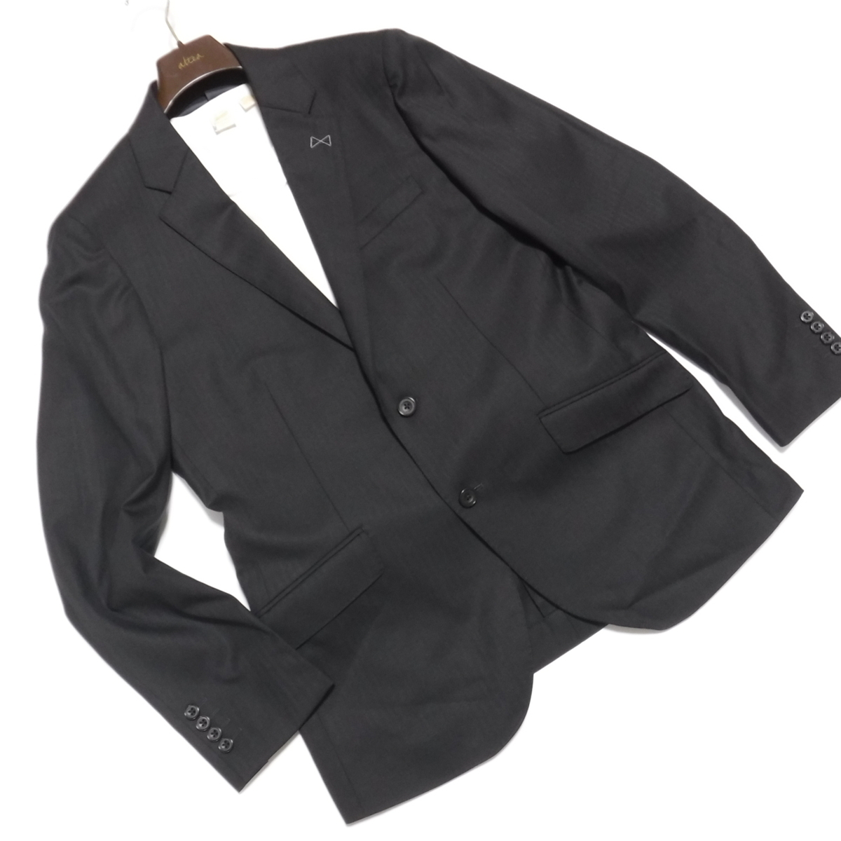 JK635 MEN'S BIGI メンズビギ 春夏新品 黒 シルク混 オンオフ兼用 サマーウールテーラードジャケット L