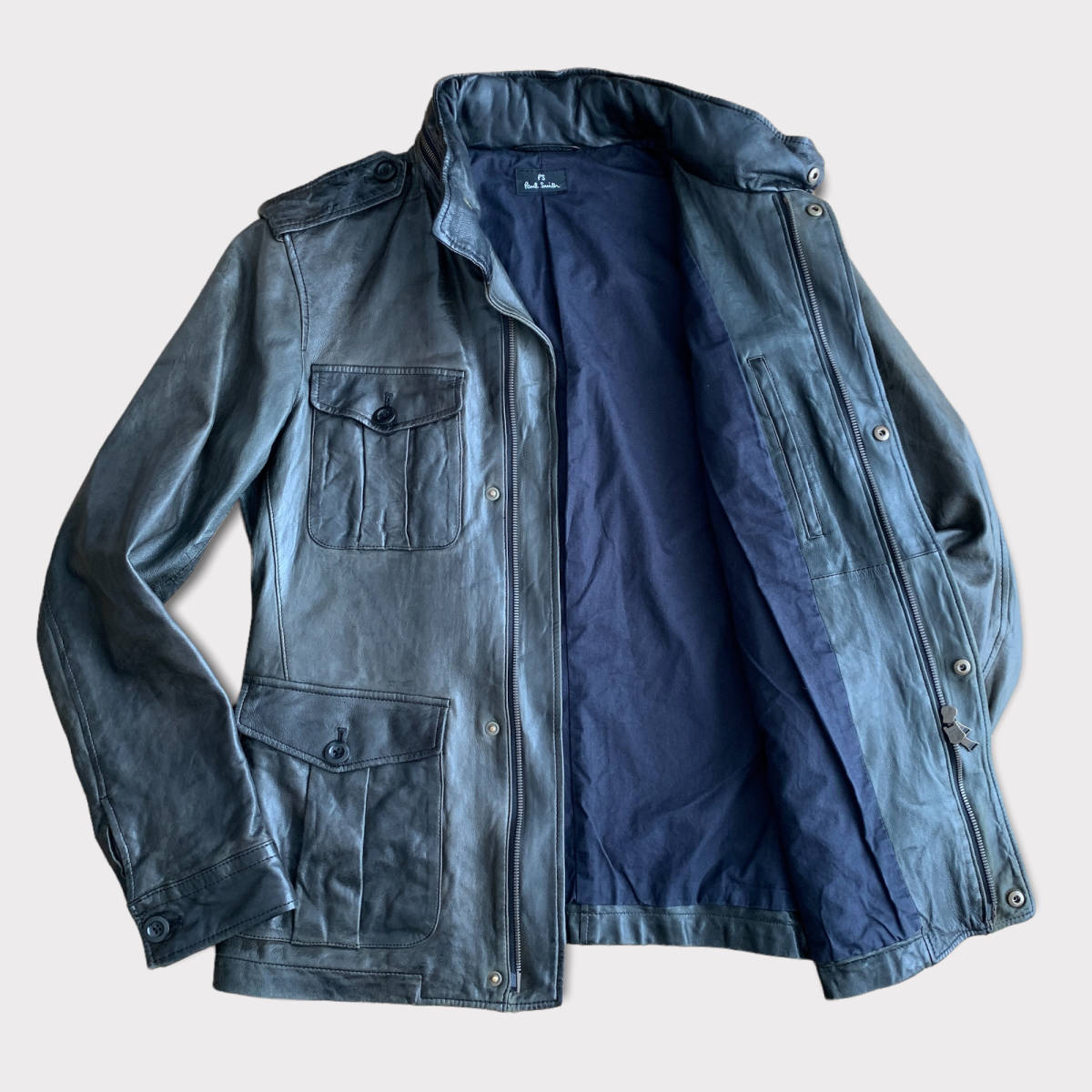【超激得，高品質】 D05 PS ポールスミス PS Paul Smith M-65 高級 羊革 ラムレザー ミリタリー フィールド ジャケット カバーオール M ブラック 黒 秋冬(Mサイズ)｜売買されたオークション情報、yahooの商品情報をアーカ Mサイズ