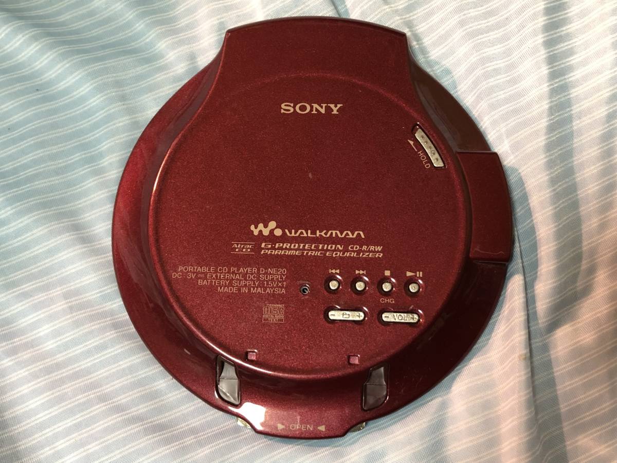 USED▽SONY/ソニー 薄型/軽量 CDウォークマン「D-NE20」レッド 【公式