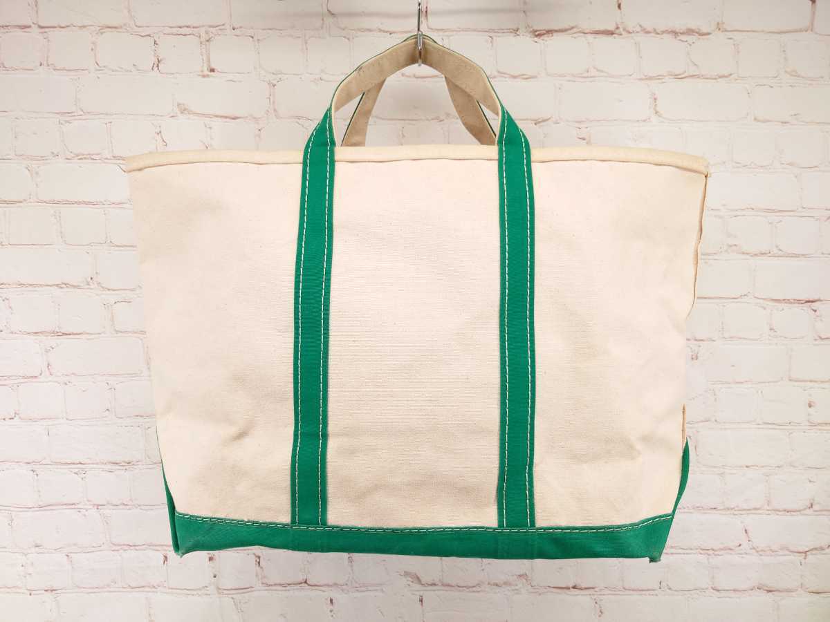 L.L.BEANトートバッグ　80s 生成り×グリーン L.L.Bean（エルエルビーン） 80'S L.L.BEAN Tote Bag LARGE WHITE
