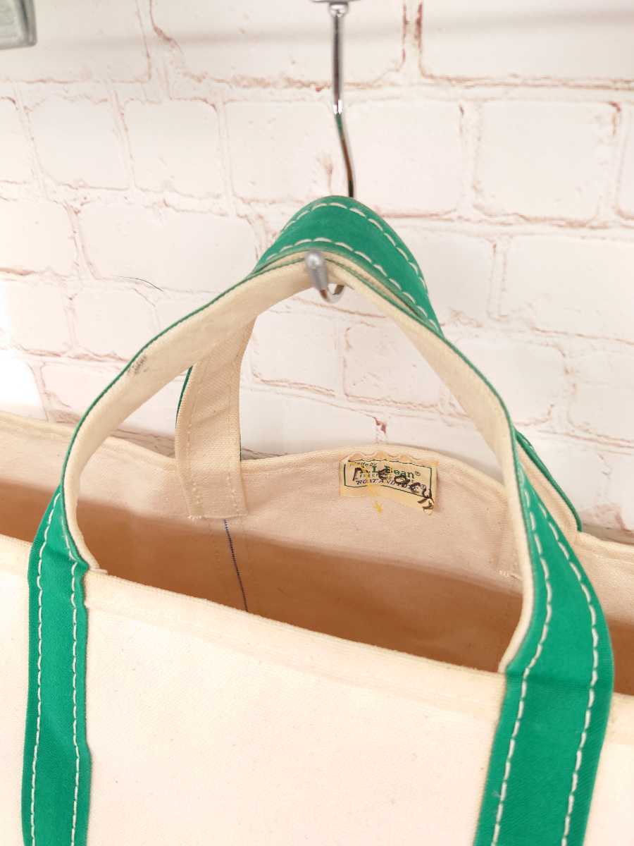 80s L.L.Bean トートバッグ ラージ ナチュラル×グリーン 2色タグ 80s L.L.Bean トートバッグ ラージ ナチュラル×グリーン 2色タグ