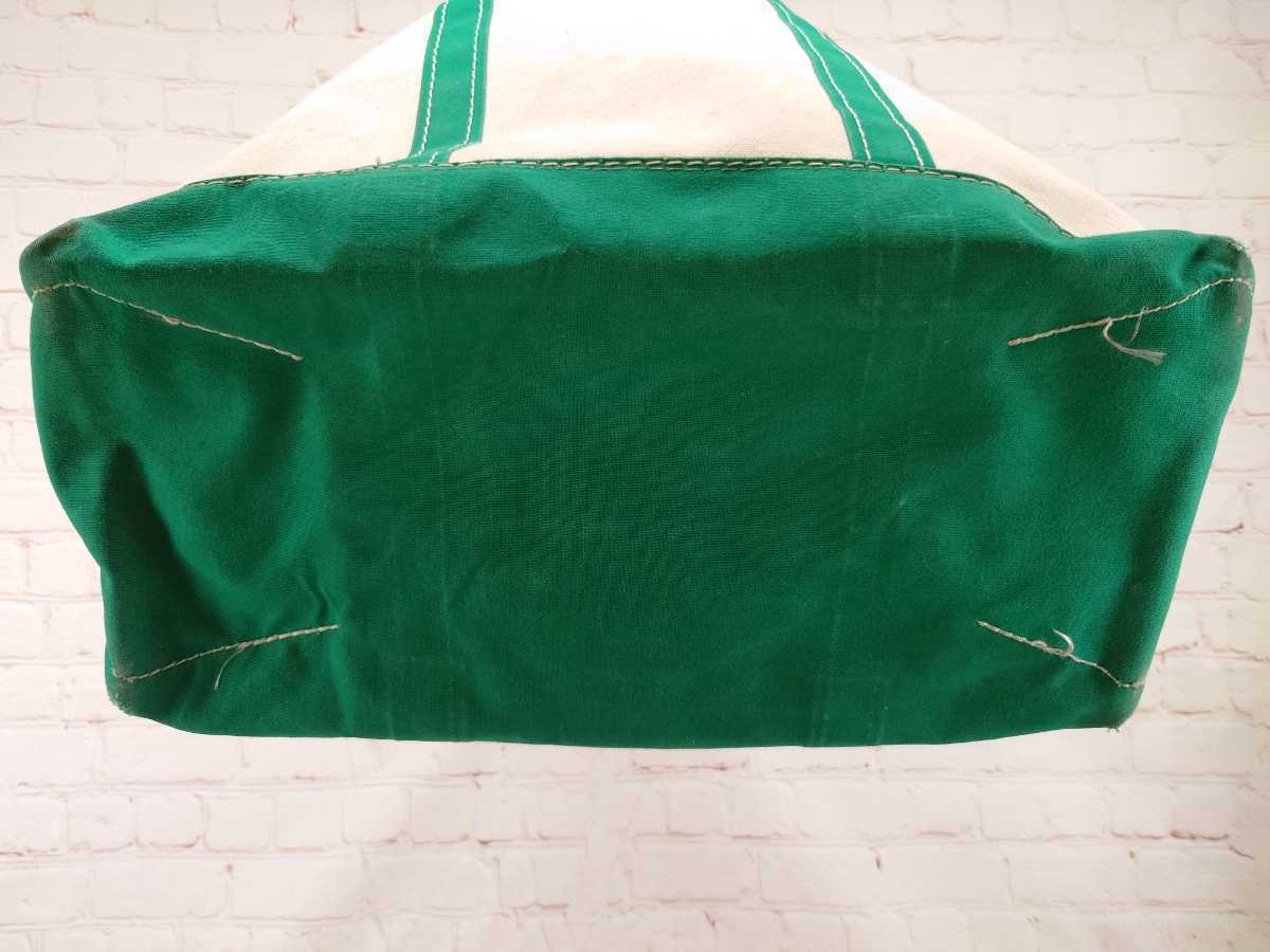 80s L.L.Bean トートバッグ ラージ ナチュラル×グリーン 2色タグ 80s L.L.Bean トートバッグ ラージ ナチュラル×グリーン 2色タグ