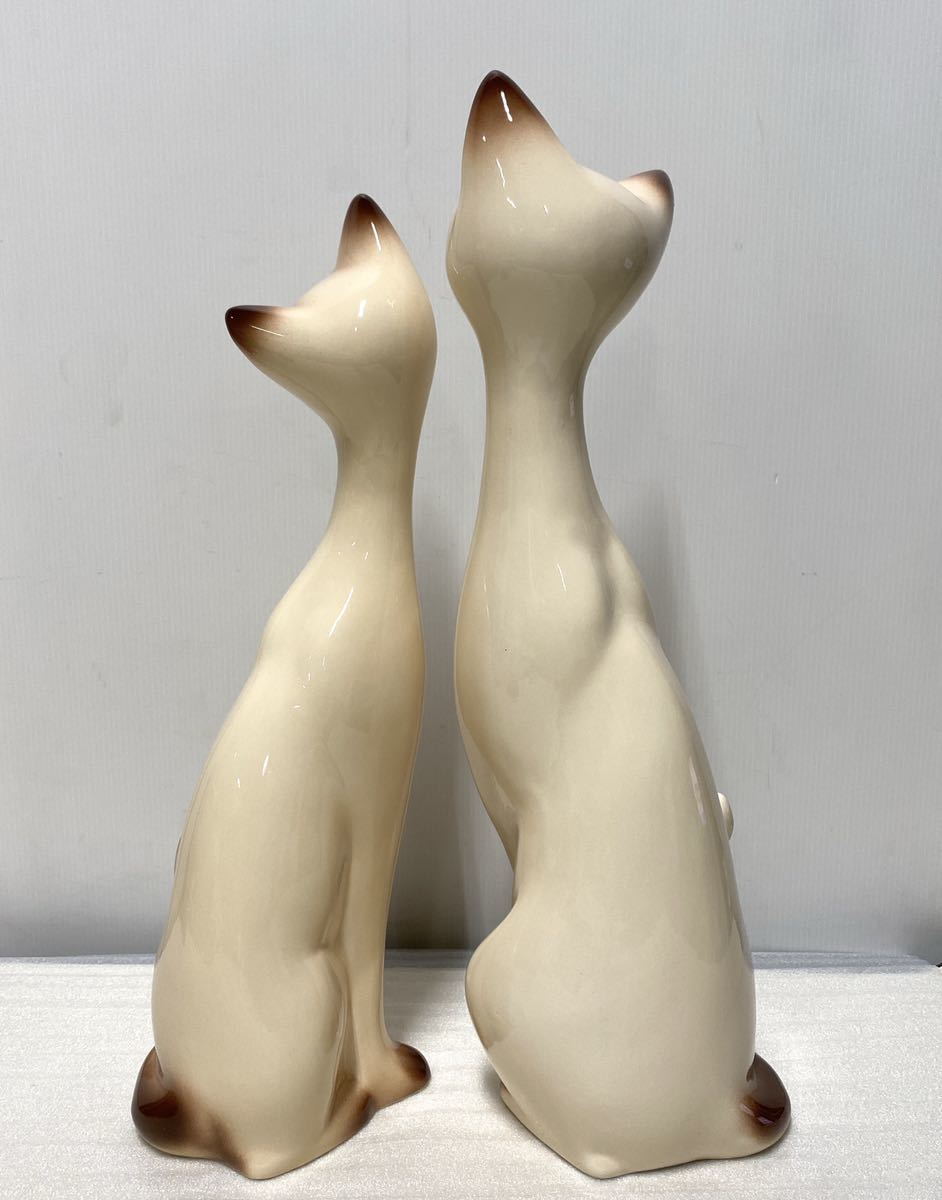 昭和レトロ 内藤ルネ 陶器製 置物 シャム猫 シャムネコ ペア ねこ