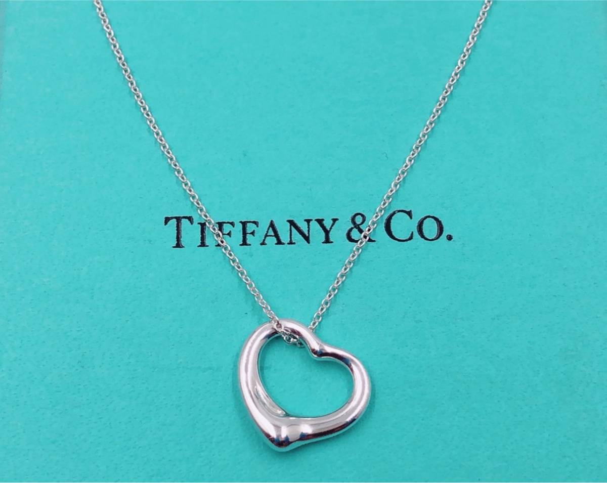 超美品 ティファニー Tiffany&Co. オープンハート ネックレス シルバー 
