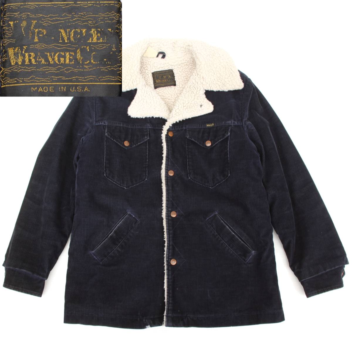 21633)70s-80s WranglerラングラーWrangeCoatボア ランチコート 