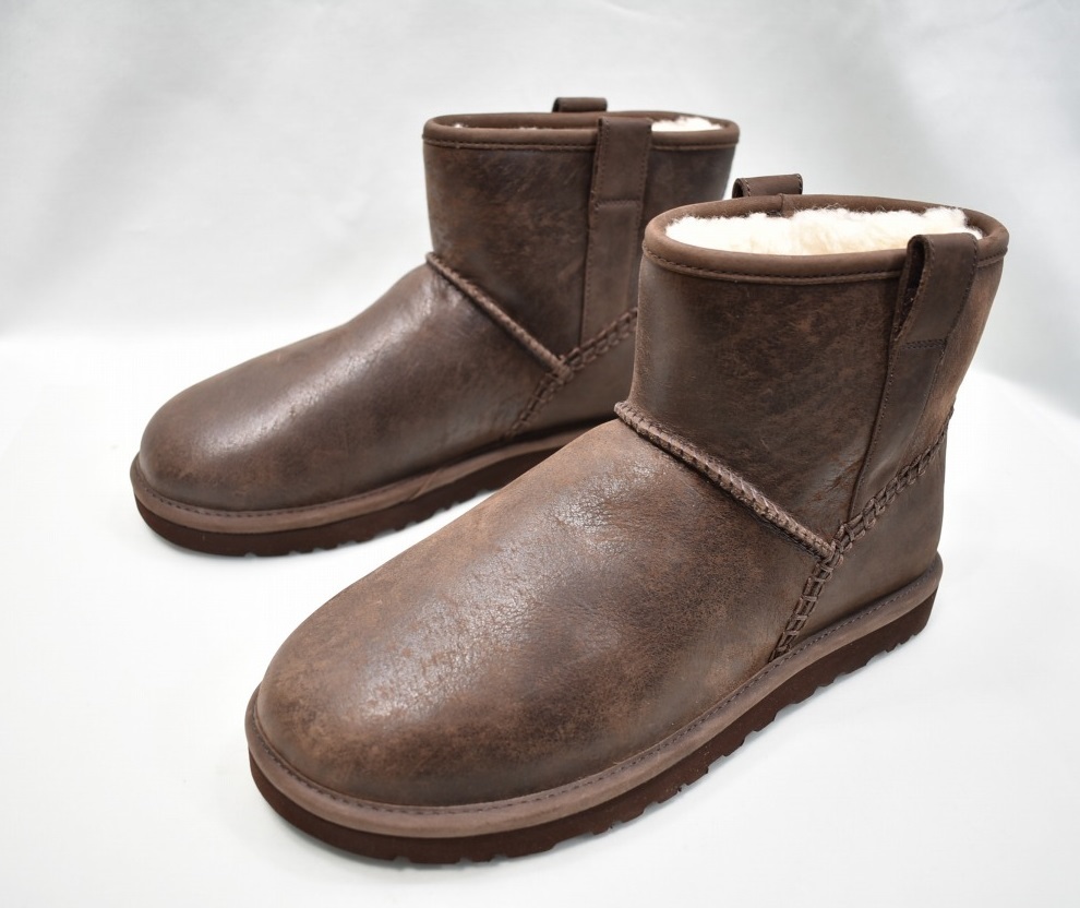 UGG】ムートンレザーブーツ茶CLASSIC MINI STITCH 1008621(男性用