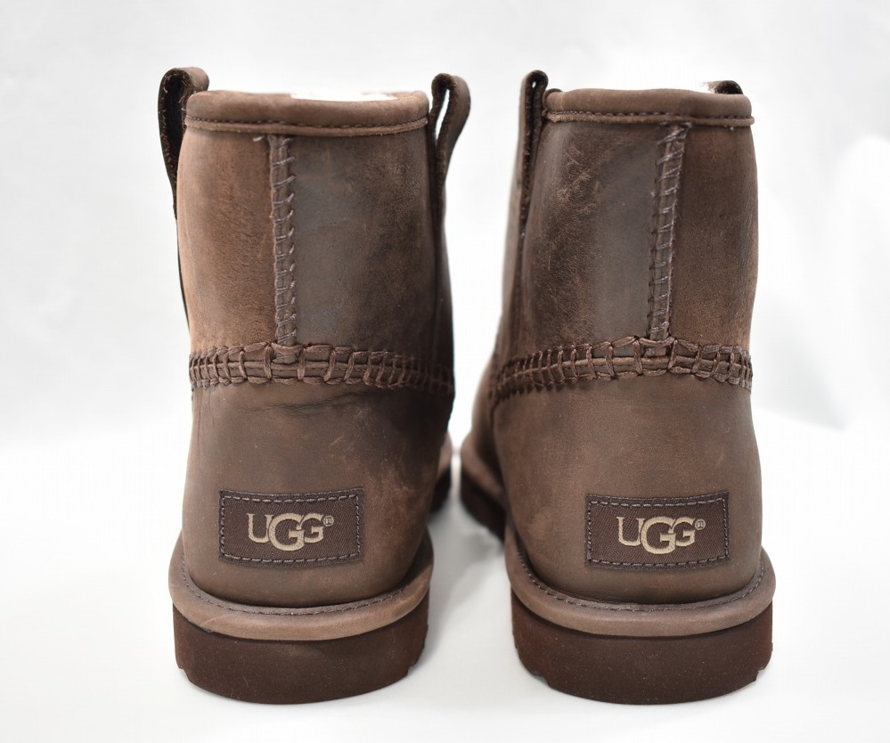 UGG】ムートンレザーブーツ茶CLASSIC MINI STITCH 1008621(男性用