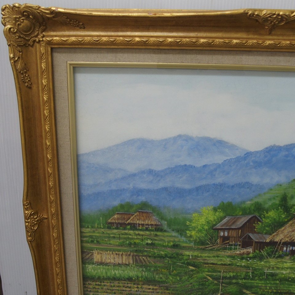 m002 URA【19 真作保証 仲田嵩 「京都美山の民家」 油彩 10号 サイン