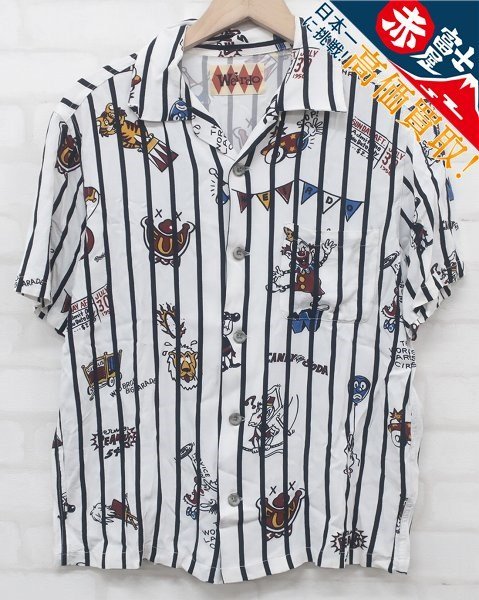 6T7327【クリックポスト対応】 WEIRDO 半袖ストライプオープンカラーレーヨンシャツ WRD-16-SS-18 ウィアード