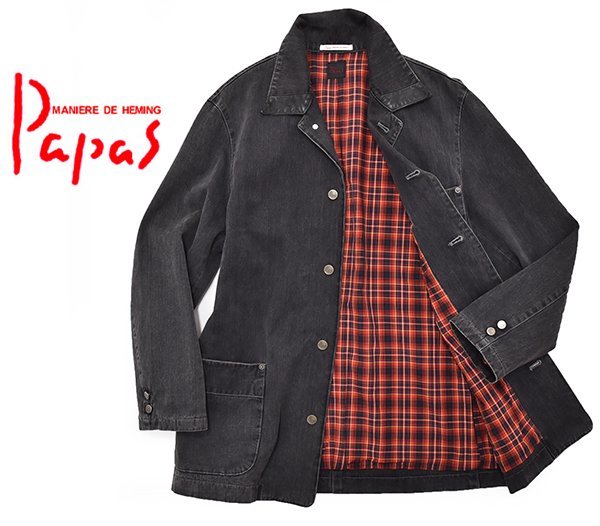 Papas ブラック デニムカバーオール パパス Papas】パパス ブラックデニム カバーオール オーバーサイズ サイズM