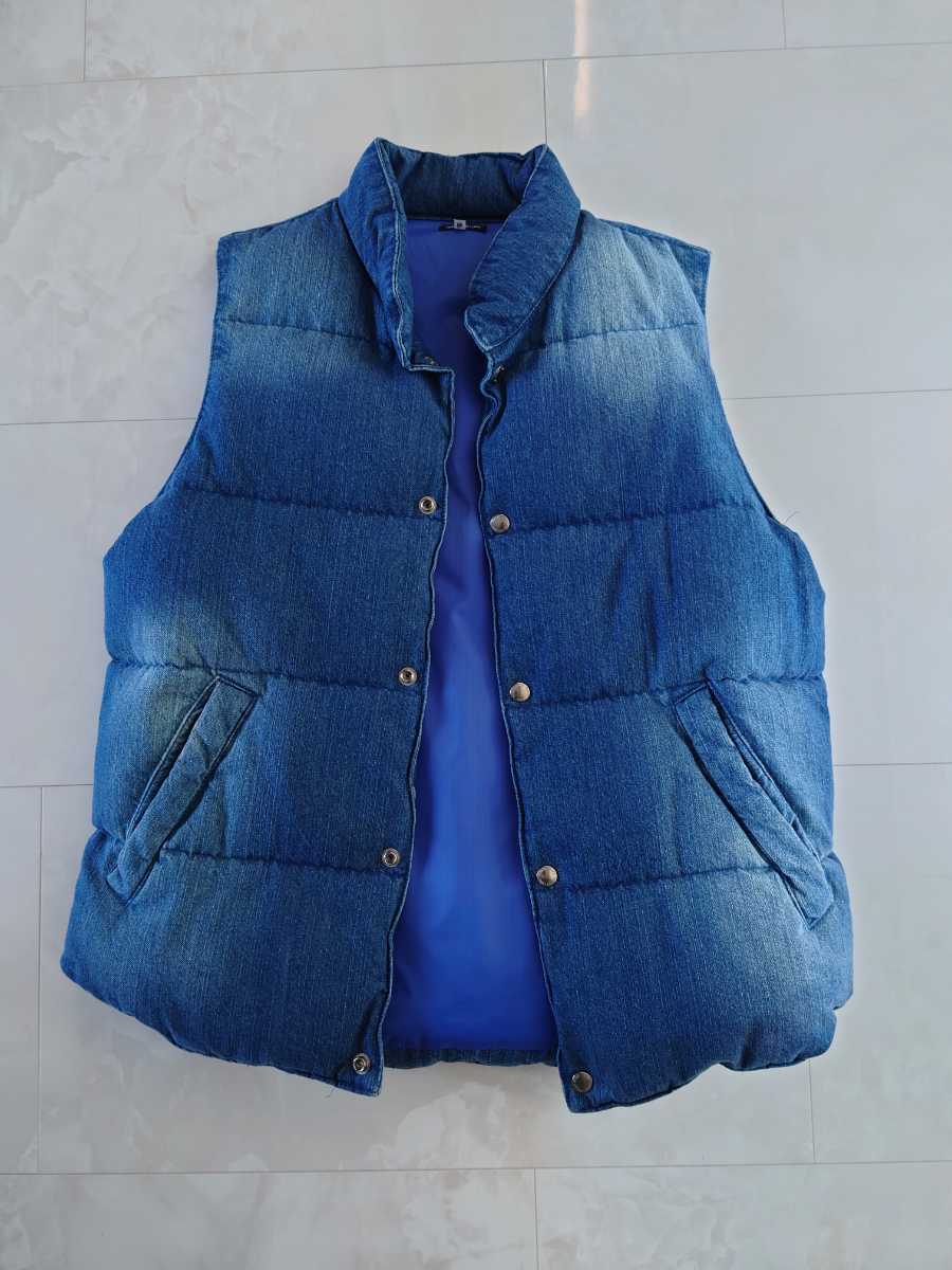 FREAK'S STORE　フリークスストア　インディゴ　ダウンベスト　メンズダウンベスト レミレリーフ インディゴ デニム BEAMS 　サイズL　美品