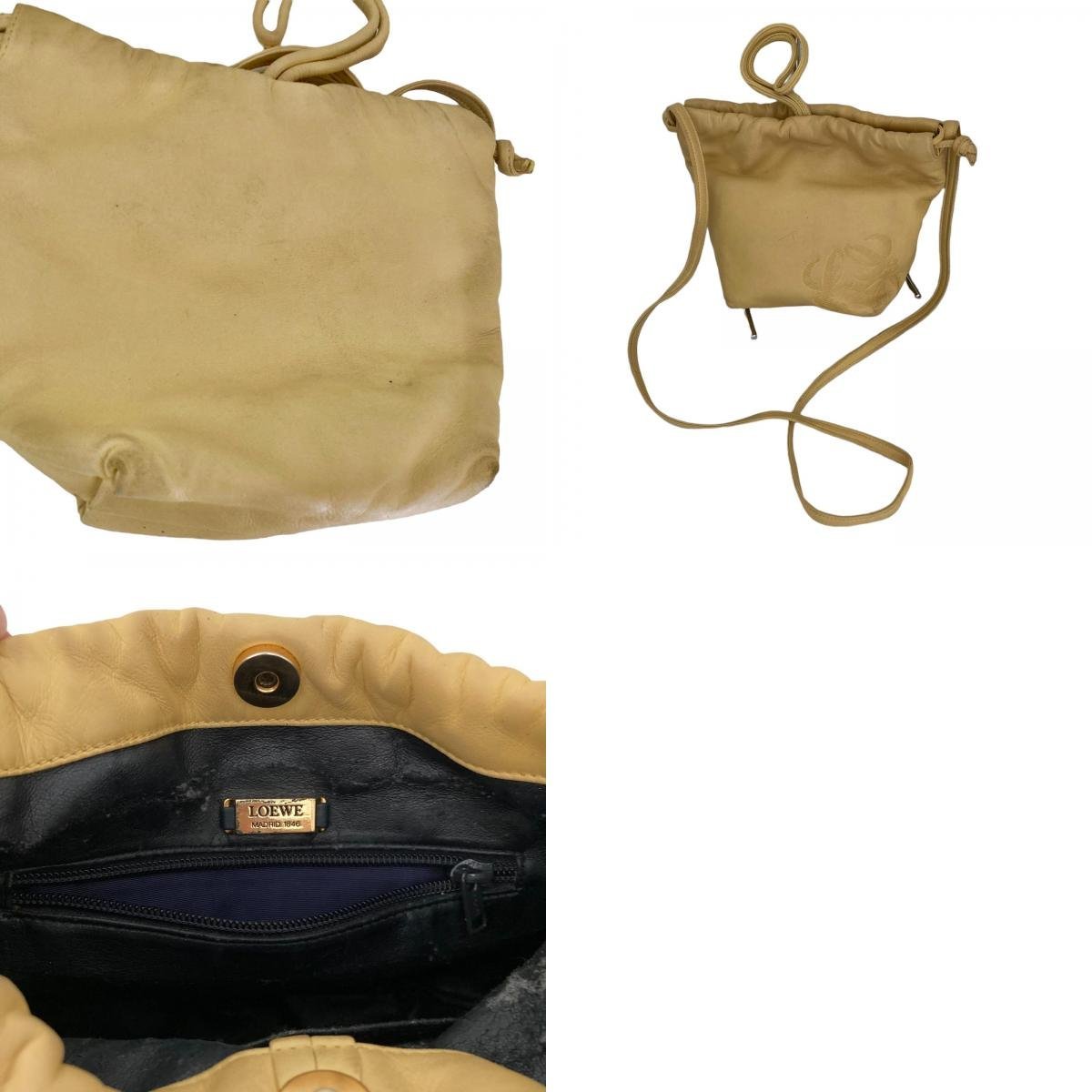 LOEWE ロエベ ロエベ ショルダー アナグラム 巾着 イエロー ※内側 
