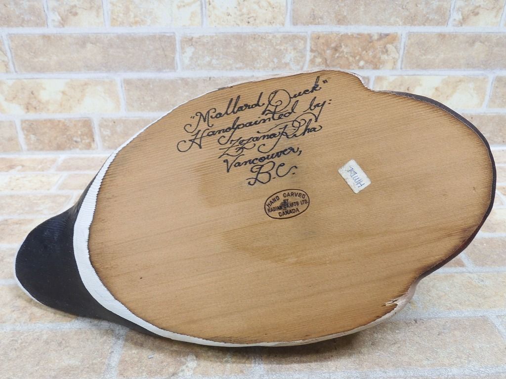 手彫り 木製 カモ/鴨/水鳥 HAND CARVED KADIAN CRAFTS LTD. CANADA