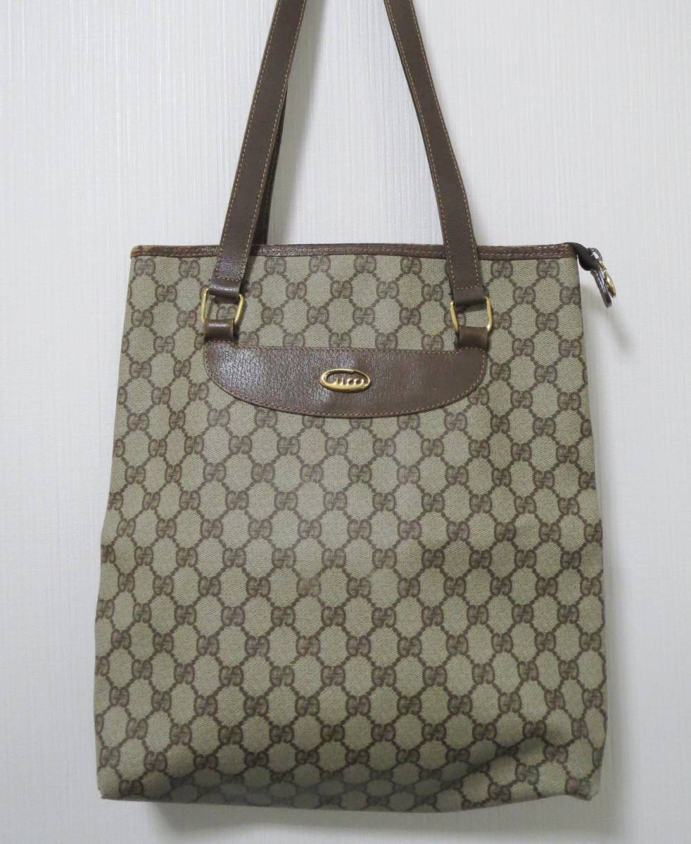 大得価，セール G55450:GUCCI グッチ 002 39 6130 オールドグッチ ヴィンテージ GG柄 PVC&times;レザー トートバッグ ショルダー 肩掛け ブラウン(オールドグッチ)｜売買されたオークション情報、yahooの商品情報をアー かばん、バッグ