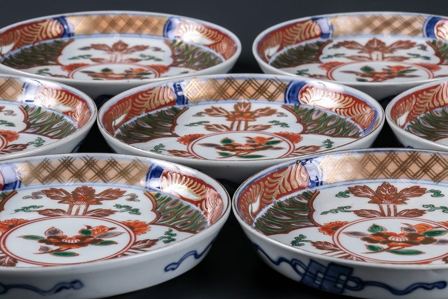 大聖寺伊万里 明治時代 | 四寸皿 金襴手更紗文 0 【器】『 大聖寺伊万里