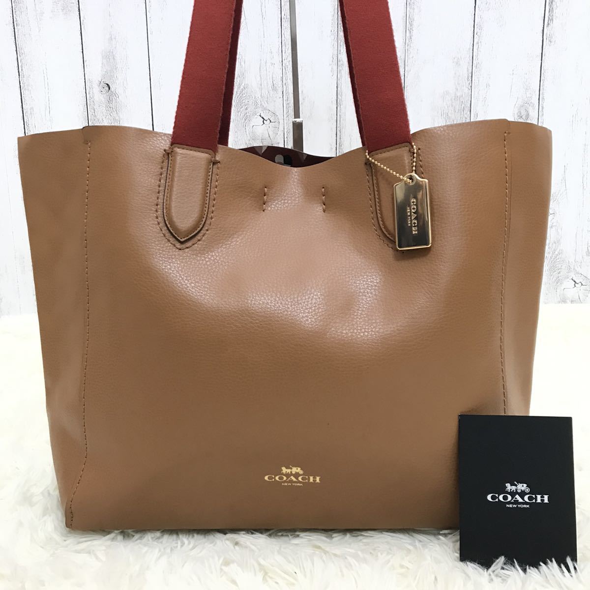 1円【極美品】コーチ coach ダービー ハート柄 トートバッグ 