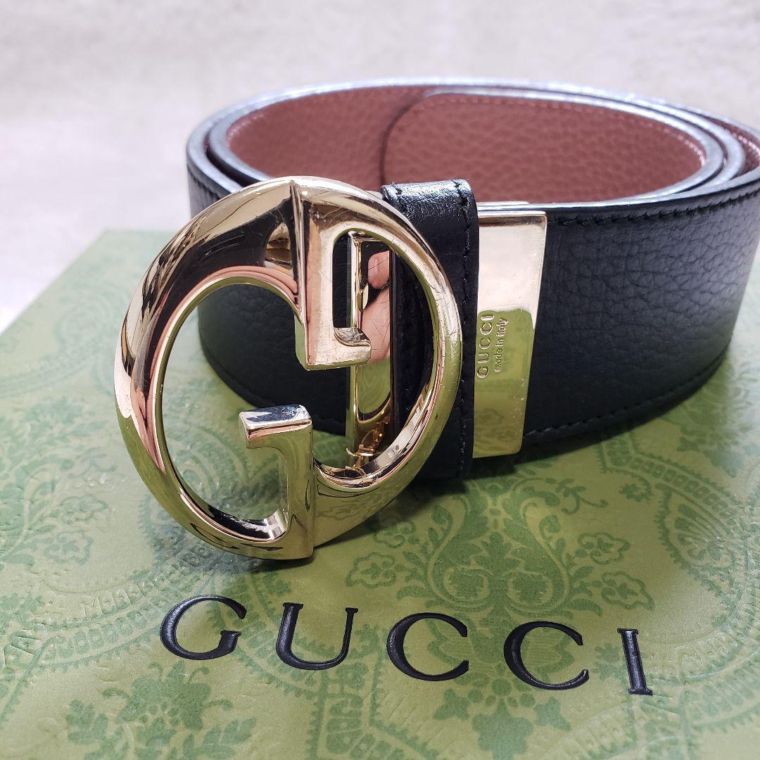 上美品】GUCCI ベルト インターロッキング ゴールドバックル ベルト