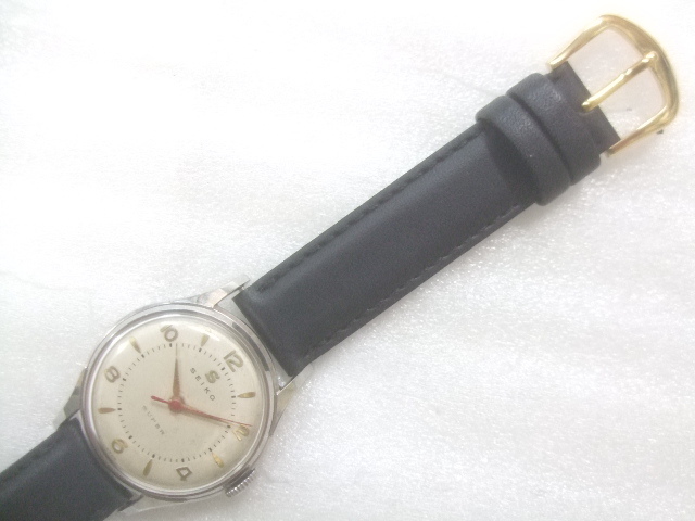 【超絶美品！】SEIKO AGS デイト 腕時計 アンティーク 1955年アンティーク珍品日本国有鉄道記名セイコースーパー赤秒剣手巻