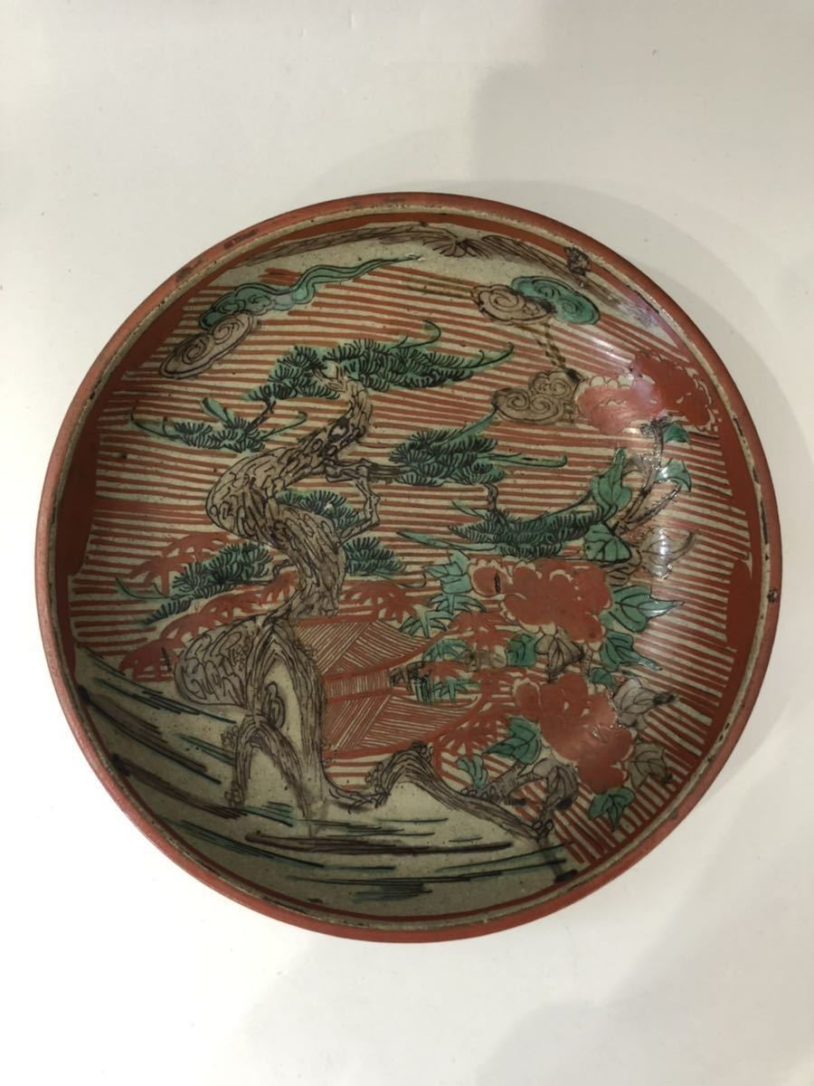 幕末期 青木木米名窯 九谷春日山窯赤絵松竹図飾皿 名逸品 | 陶板アート