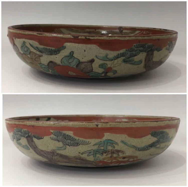 幕末期 青木木米名窯 九谷春日山窯赤絵松竹図飾皿 名逸品 | 陶板アート