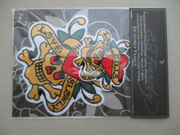 エドハーディ　タトゥー USA スカル　十字架　ドクロ　ビンテージ　アメリカ 1セット2枚入り Ed Hardy ハートスカル エドハーディー刺繍ワッペン
