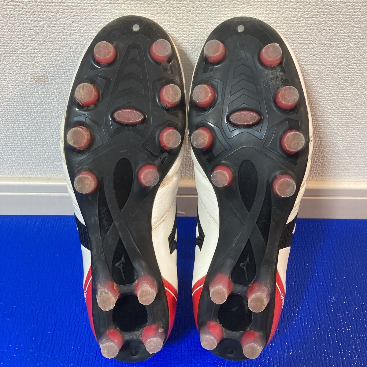 MIZUNO ミズノ MONARCIDA NEO WIDE モナルシーダネオ 26.5cm used スパイク P1GA192309 NEO 0 モナルシーダ P1GA192309 WIDE(ホワイト×レッド) 天然芝&frasl;土