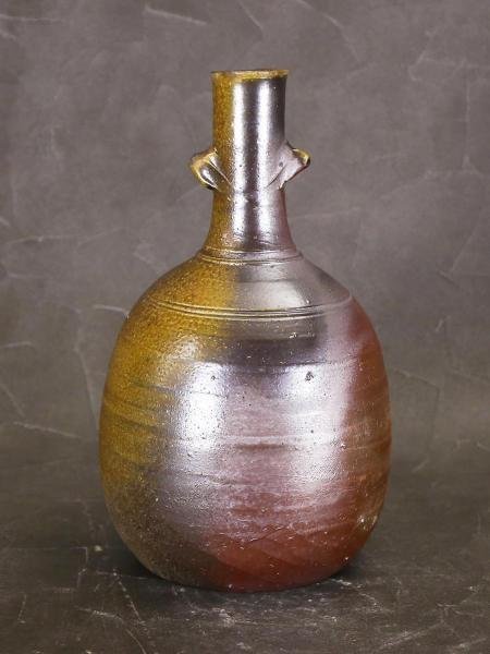 真作】【WISH】藤原雄「備前擂座 花器」備前焼 共箱 共布付 高さ31cm