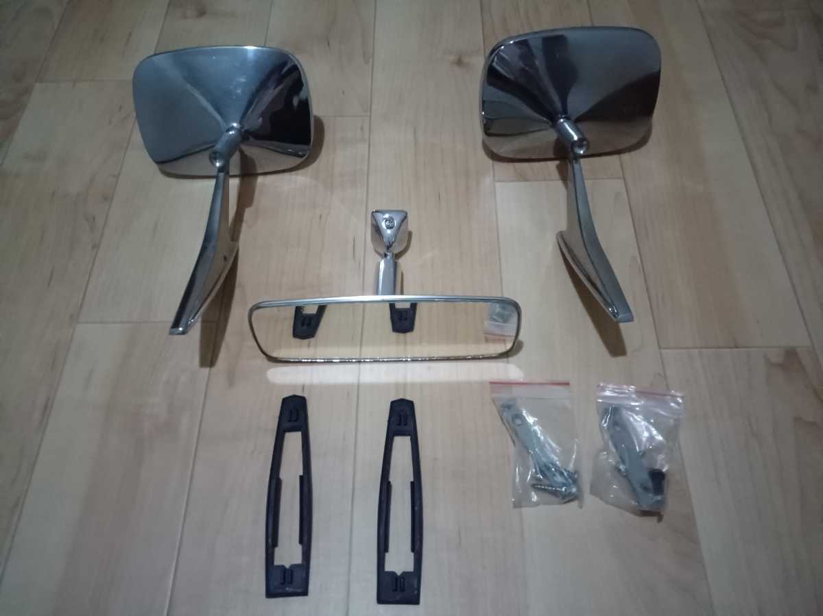 旧車等に 角型ミラー バックミラー付き セット 汎用 ムーン 旧車等に 角型ミラー バックミラー付き セット 汎用 ムーン