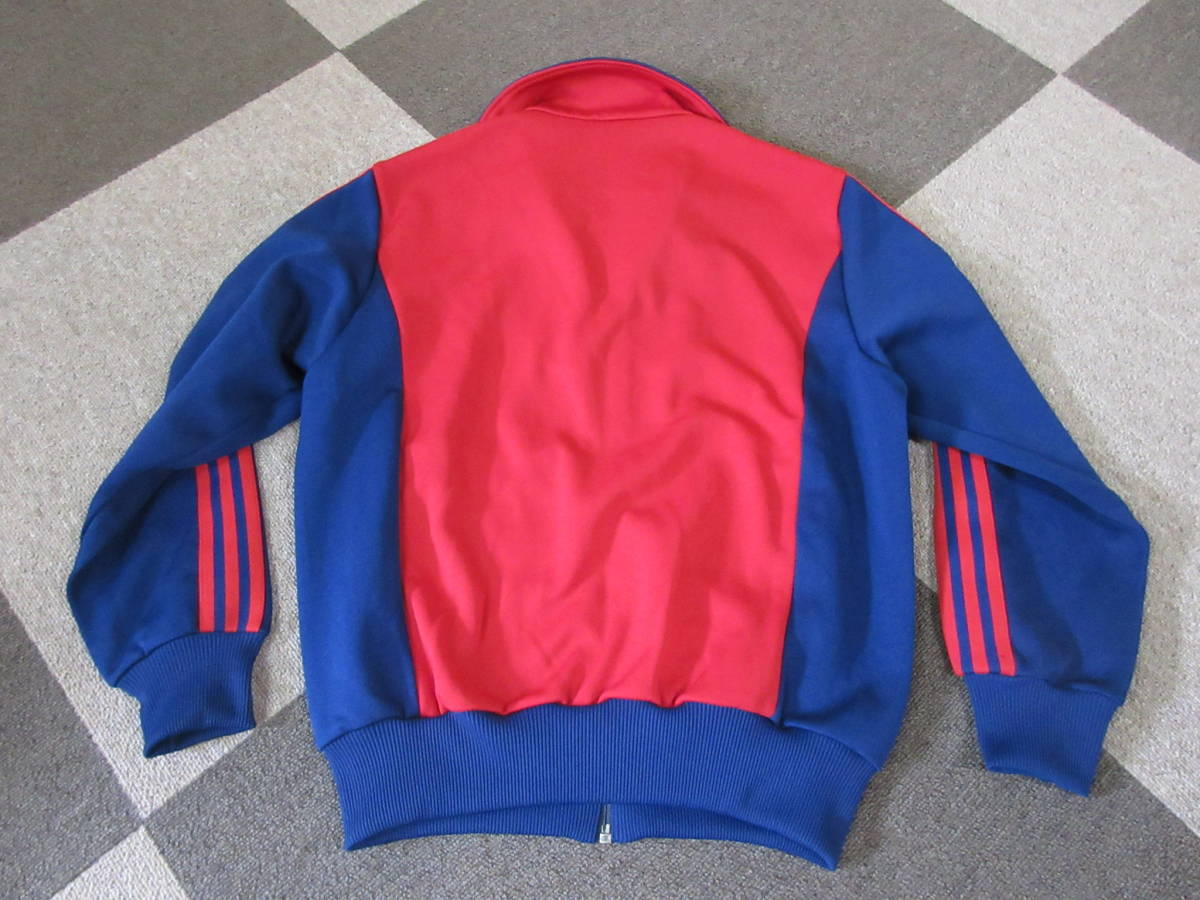 アディダス 西ドイツ製 70s80s トラックジャケット 赤紺 Ｓデサント　美品 70s80s adidas 西ドイツタグ ジャージ S 赤x紺 デサント トラック