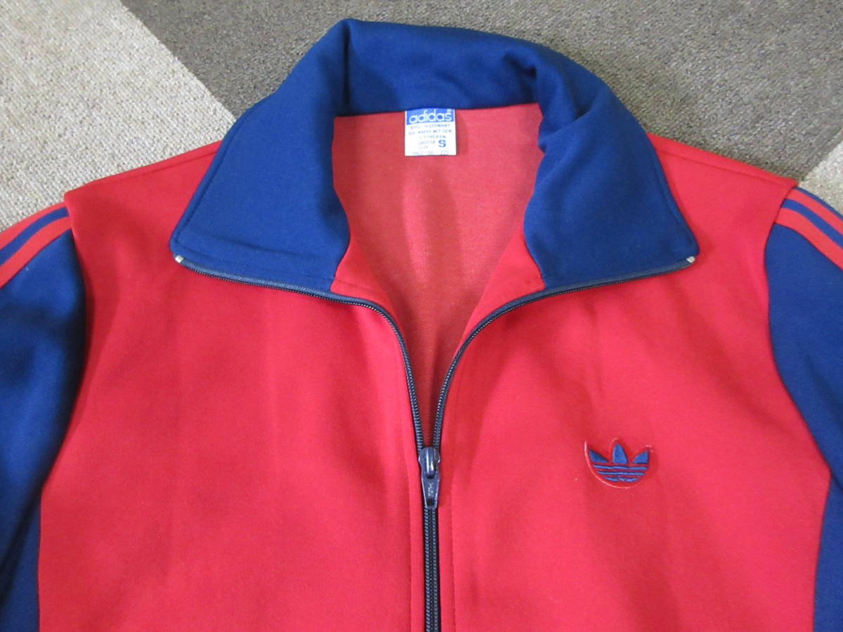 70s80s adidas 西ドイツタグ ジャージ S 赤x紺 デサント トラック 