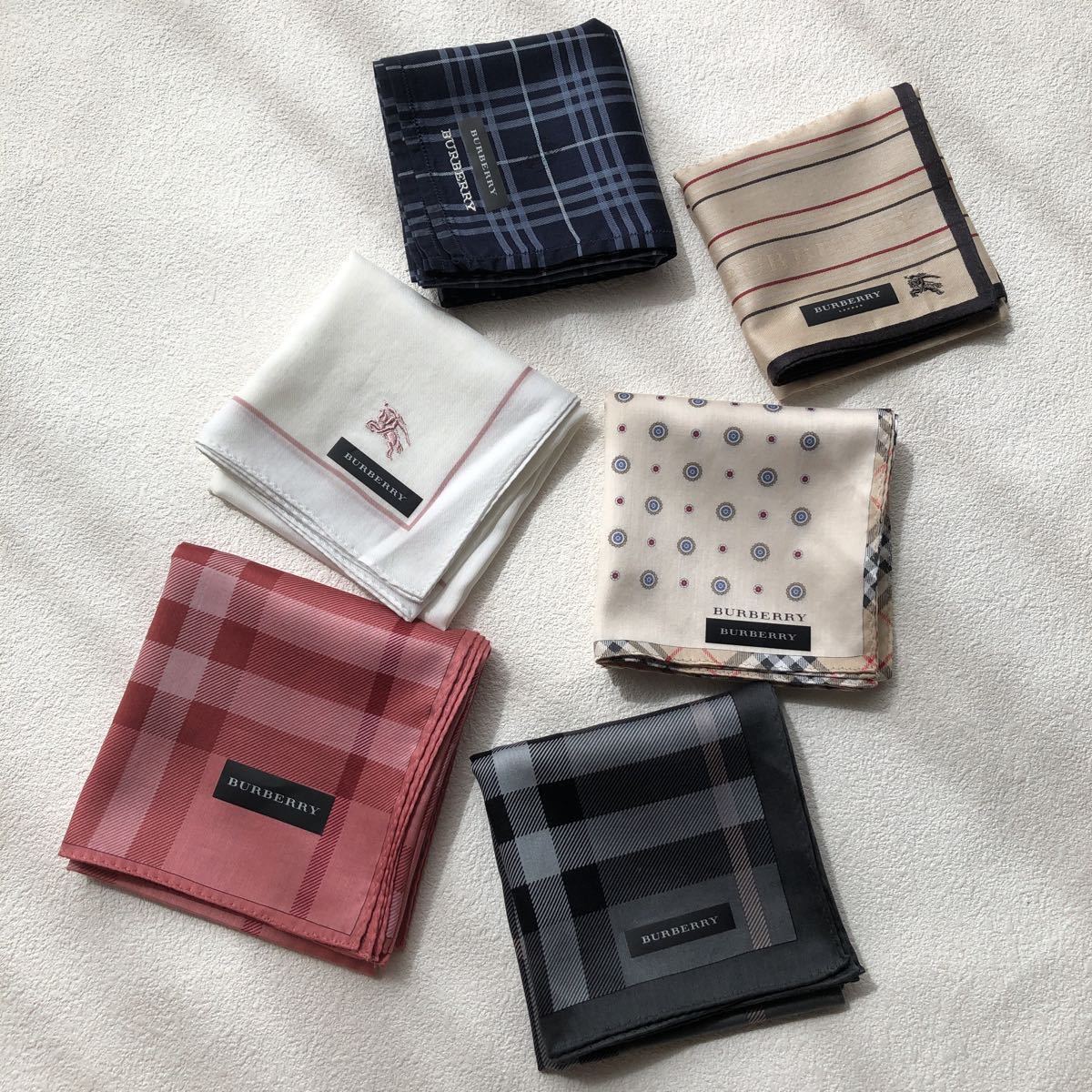 Burberry バーバリー　ハンカチ6枚セット　ノバチェック BURBERRY バーバリー メンズハンカチ 6枚まとめて ノバチェック柄