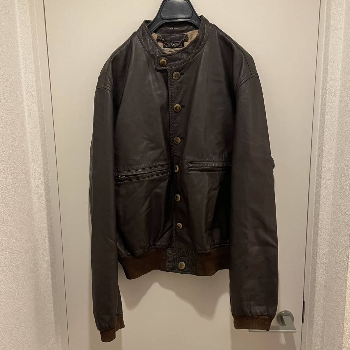 SALE，高品質 80s 初期 GIORGIO ARMANI レザージャケット ブルゾン 52 ジョルジオアルマーニ ヴィンテージ(ジャンパー、ブルゾン)｜売買されたオークション情報、yahooの商品情報をアーカイブ公開 - オークファ 男性用