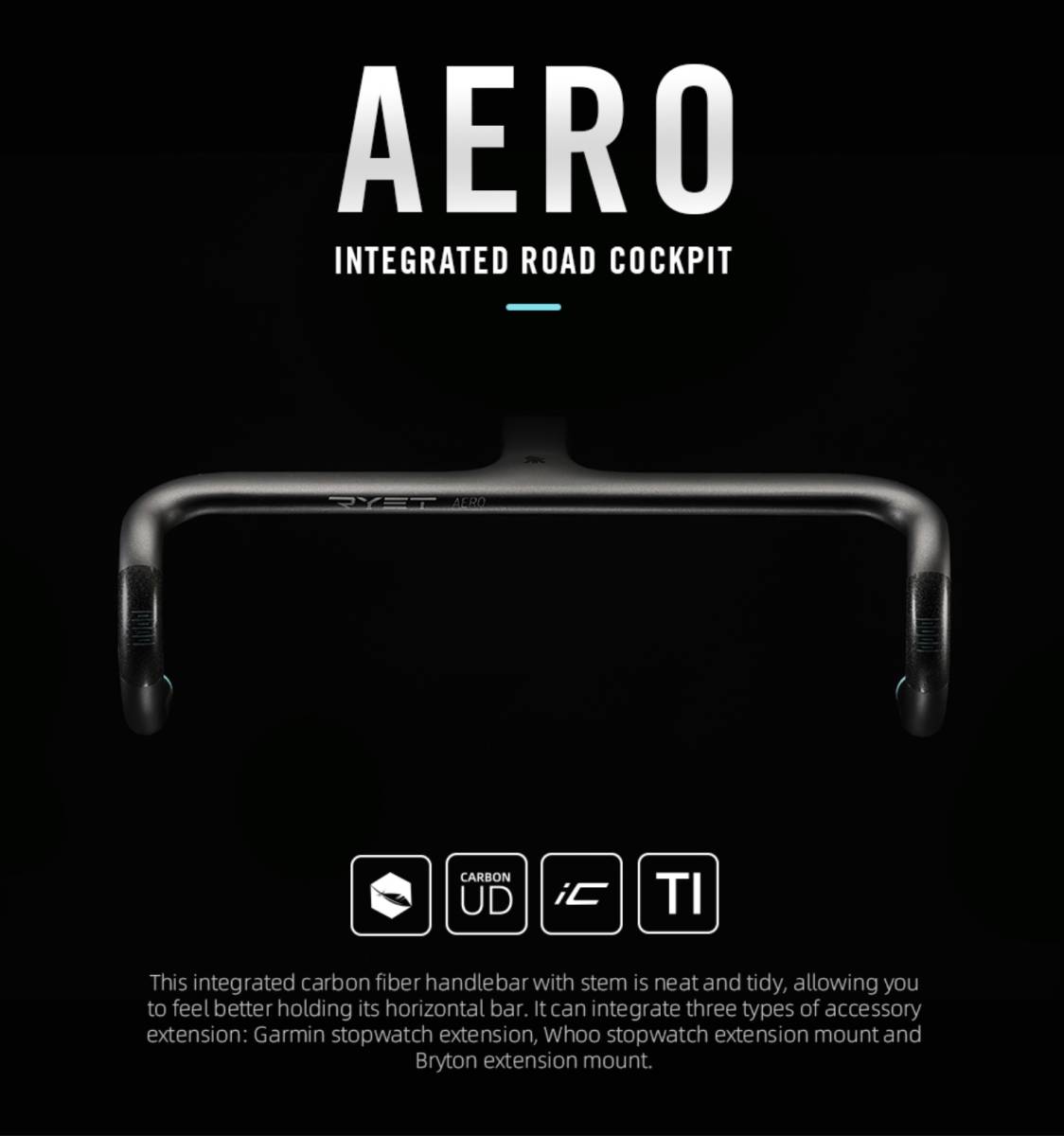 RYET 一体型ハンドル 380mm 80mm RYET ステム一体型カーボンハンドル 380-80 自転車 車・バイク・自転車