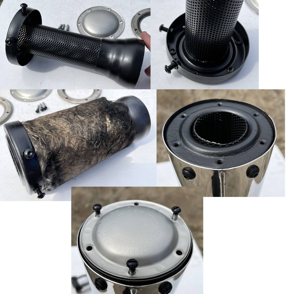 スーパートラップ 4インチ SR400 サイレンサー 研磨剤で磨きました
