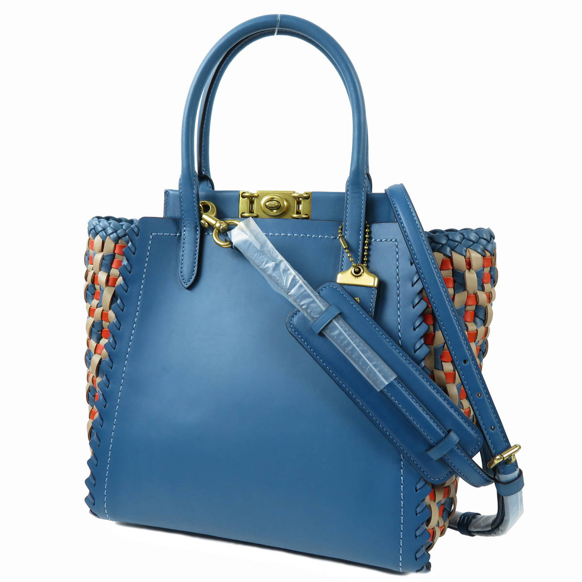 美品 Coach コーチ 2way トゥループ トート ウィービングレザー 