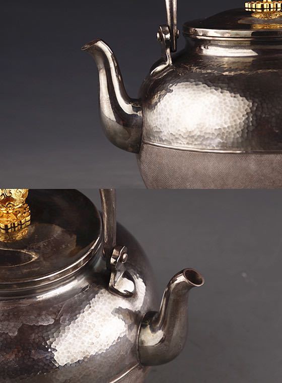 純銀製 望月形 湯沸 銀瓶 煎茶道具 純銀製 望月形 湯沸 銀瓶 煎茶道具 純銀製 望月形湯沸 銀瓶 煎茶道具