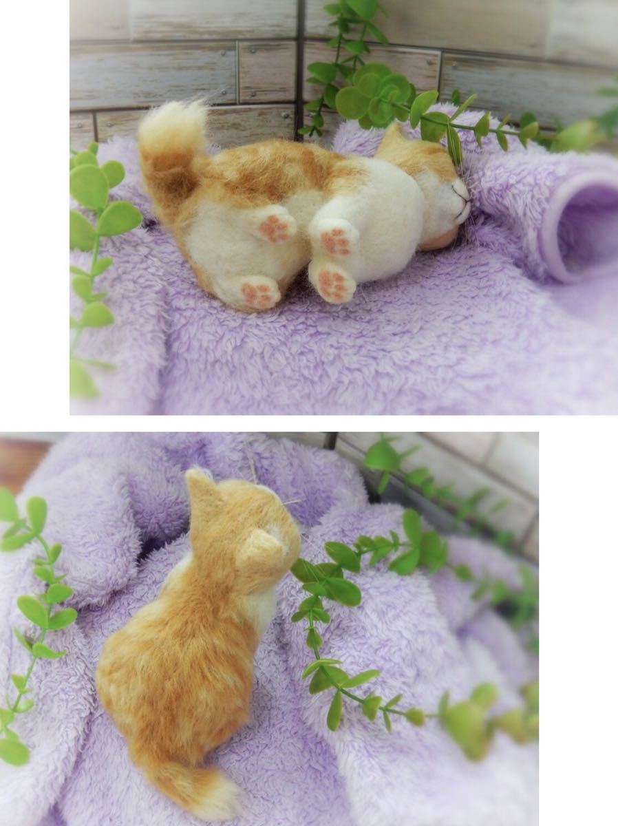 ◇sei◇羊毛フェルト 茶トラ白の子猫♪ 猫 ハンドメイド 猫 羊毛フェルト
