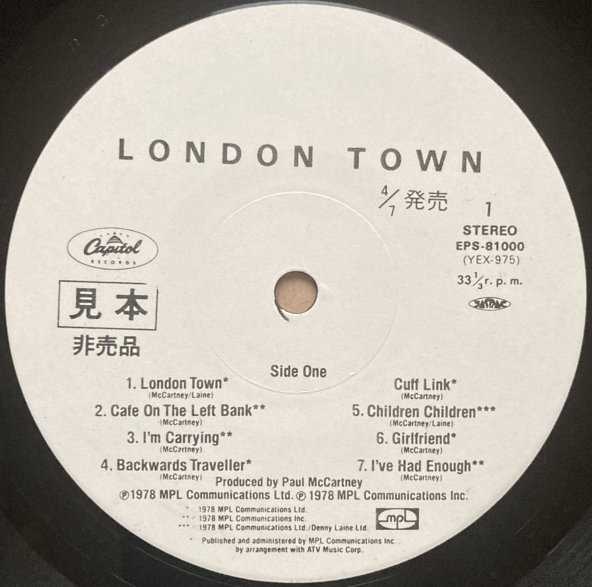【新作登場，定番】 見本盤 PROMO PAUL McCARTNEY ポール マッカートニー / LONDON TOWN EPS-81000 ポスター付き BEATLES(Paul McCartney)｜売買されたオークション情報、yahooの商品情報をアーカイブ公開 - オークファン P