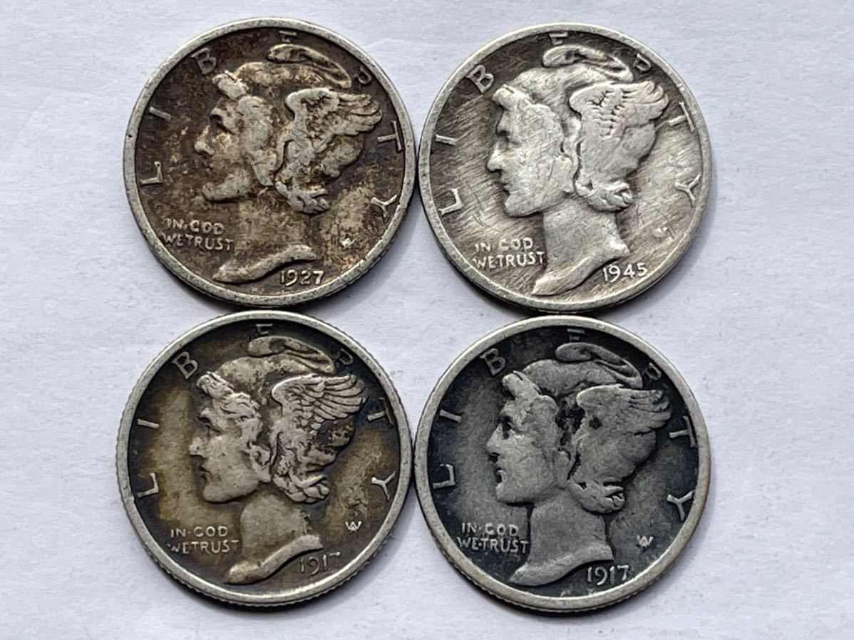 アメリカ銀貨 10セント 1917年〜1945年 16枚 外国コイン 外国銀貨 古銭