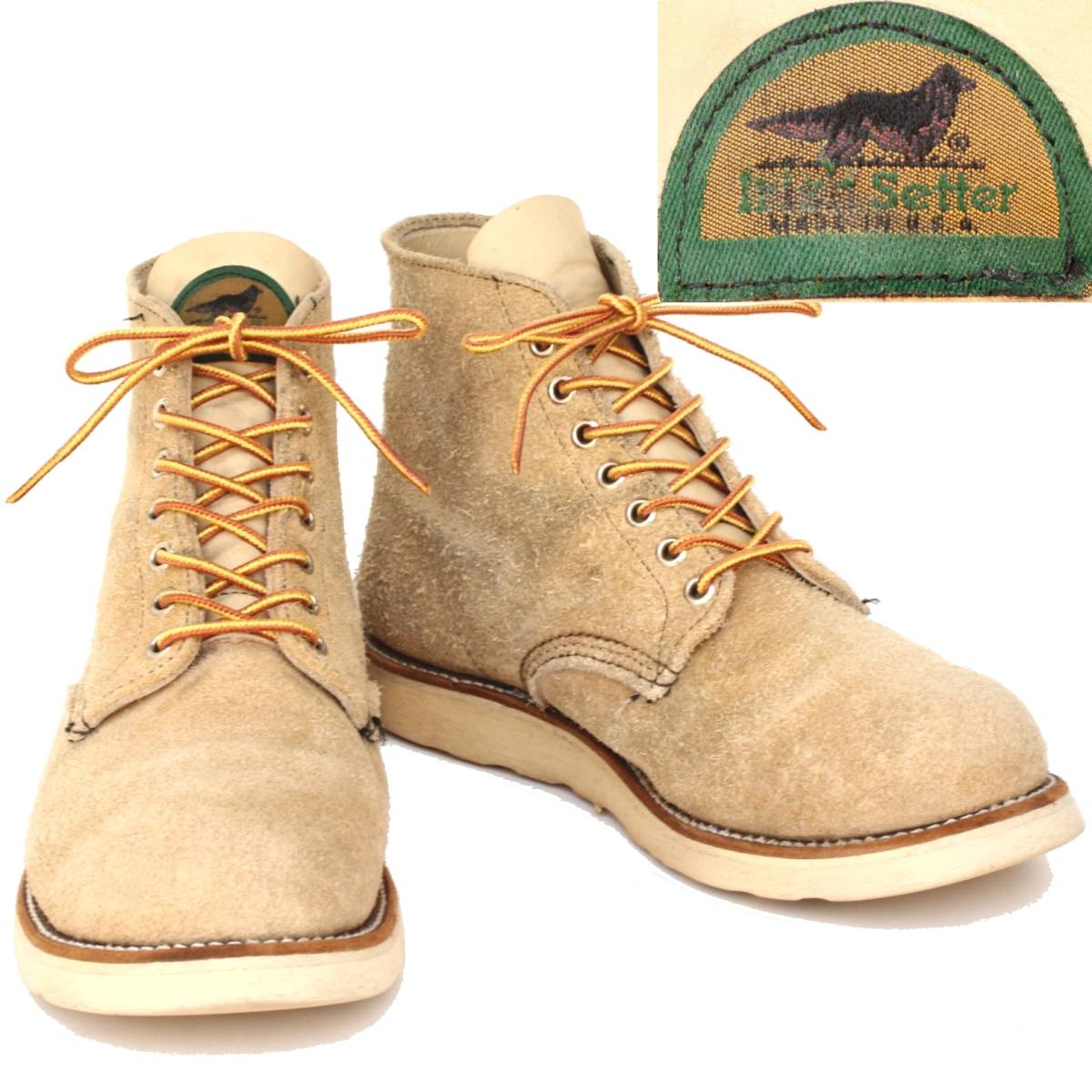 (21553)良品95年製REDWING8167レッドウィング9.5E約27.5cm (半円犬タグMADEINUSA半円タグ旧犬タグ90年代ヴィンテージ ラフアウト スエード)