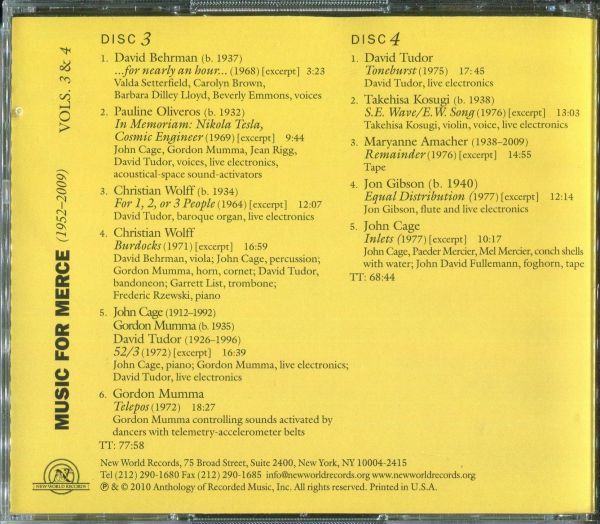 10CD Music For Merce Christian Wolff John Cage David Tudor